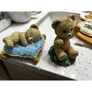 2 Vintage 1998 Snuggle Bear Figurines Peek-a-Boo Snuggle Loves You Hamilton